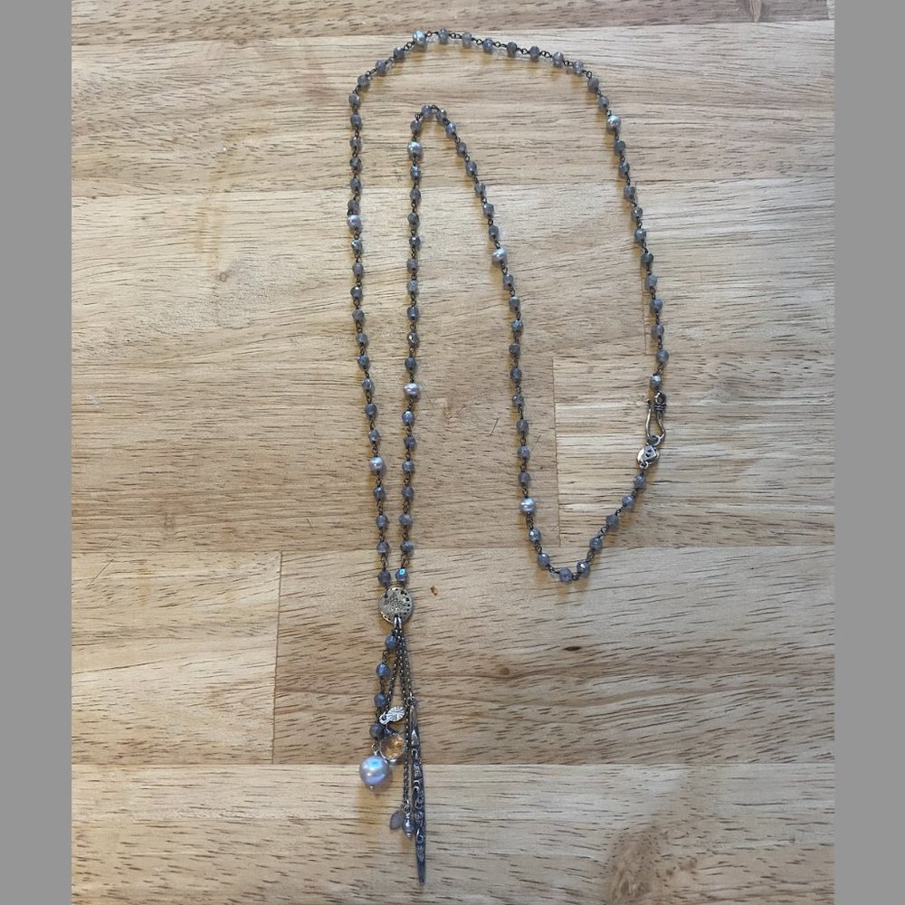 Chan Luu Grey Pearl and Mystic Labradorite